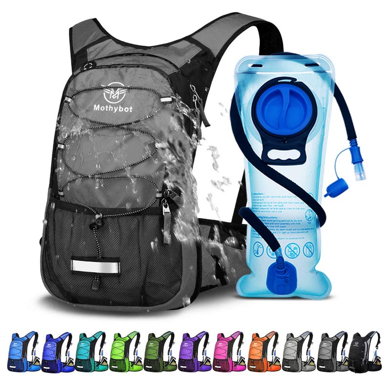Mothybot Hydration Pack, Insulated Hydration Backpack with 2L BPA Free Water Bladder and Storage, Hiking Backpack for Men, Women, Kids for Running, Cycling, Camping - Keep Liquid Cool up to 5 Hours - Image 1